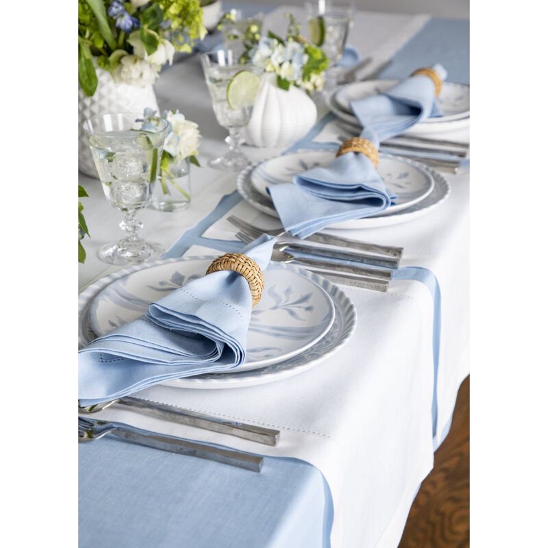Solino Home 100% Pure Linen Placemats Set of 6 - 14 x 19 Inch | Classic Hemstitch