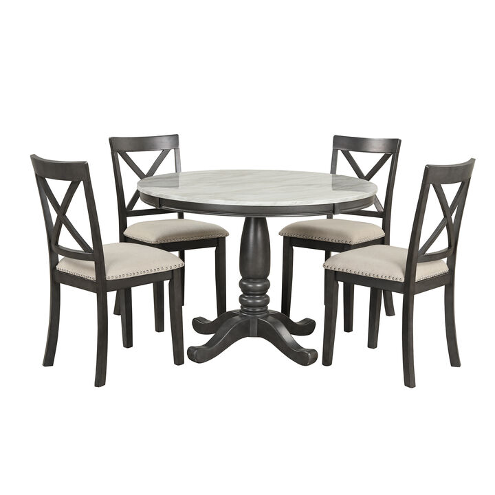Merax 5 Pieces Dining Round Table and Chairs Set