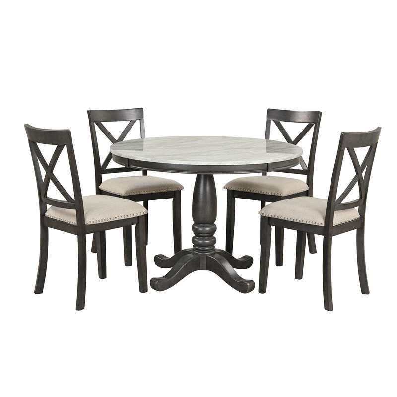 Merax 5 Pieces Dining Round Table and Chairs Set