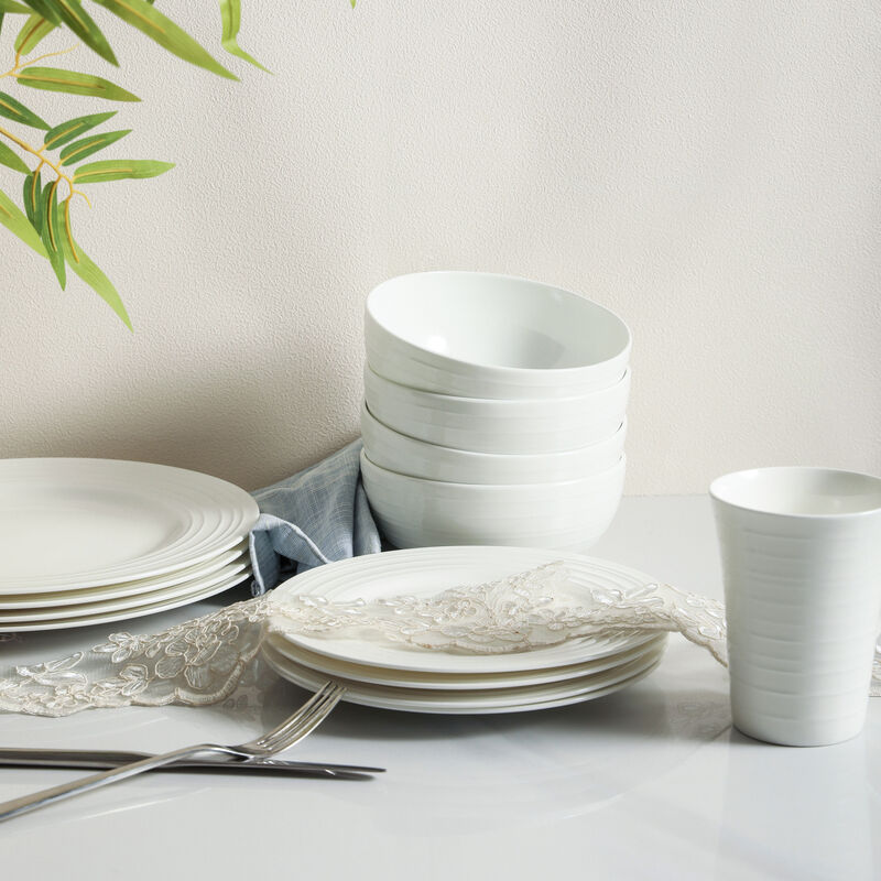 Stone Lain Eleanor Bone China 16 Piece Dinnerware Set, White