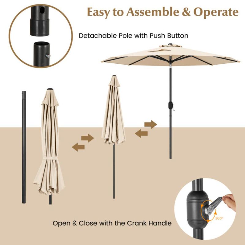 Hivvago 9 FT Outdoor Market Patio Table Umbrella Push Button Tilt Crank Lift