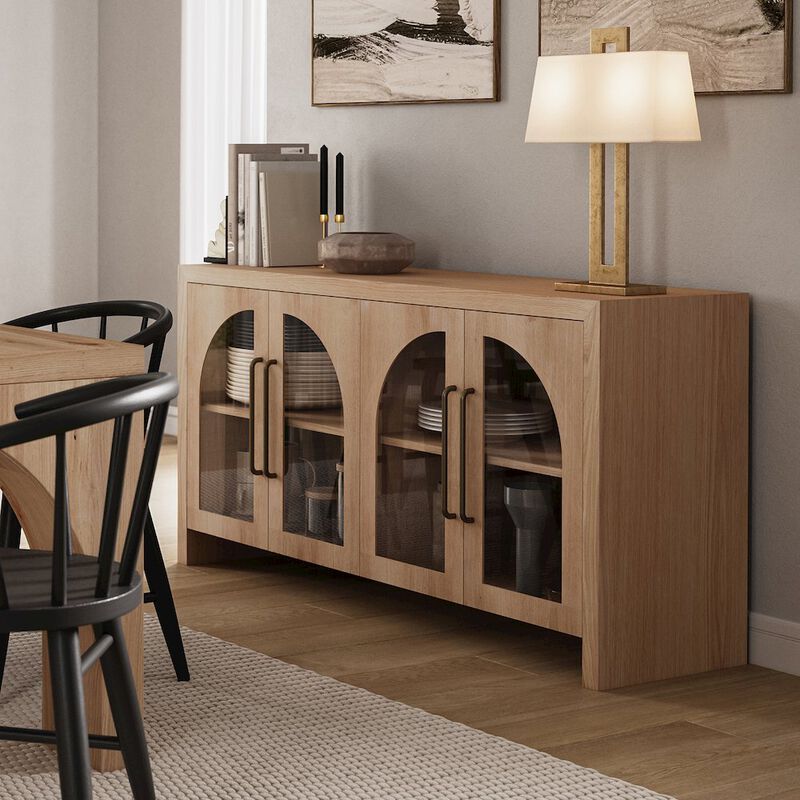 Jofran Archimedes 60" Curved Arch Four Door Sideboard Storage Cabinet