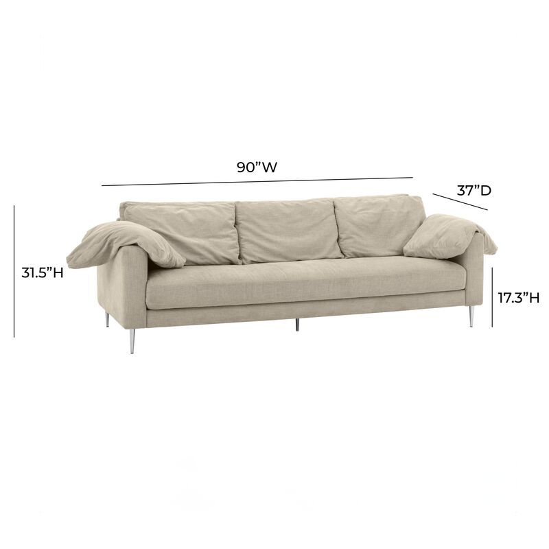 Vari Beige Textured Velvet Lounge Sofa