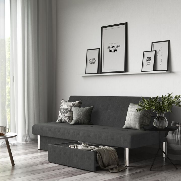 Grey futon with storage