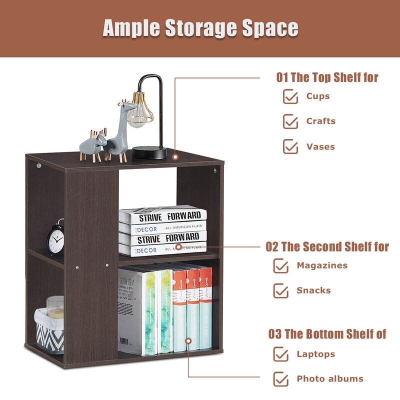 3-Tier Side End Table with Storage Shelves