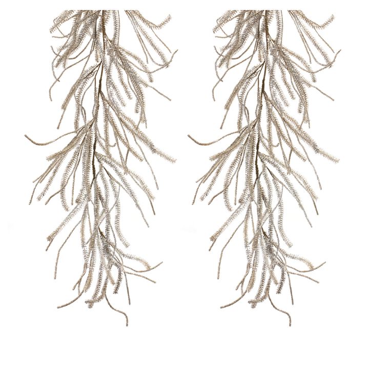 Artificial Glittered Pine Garland Set of 2 for Winter Holiday Accents