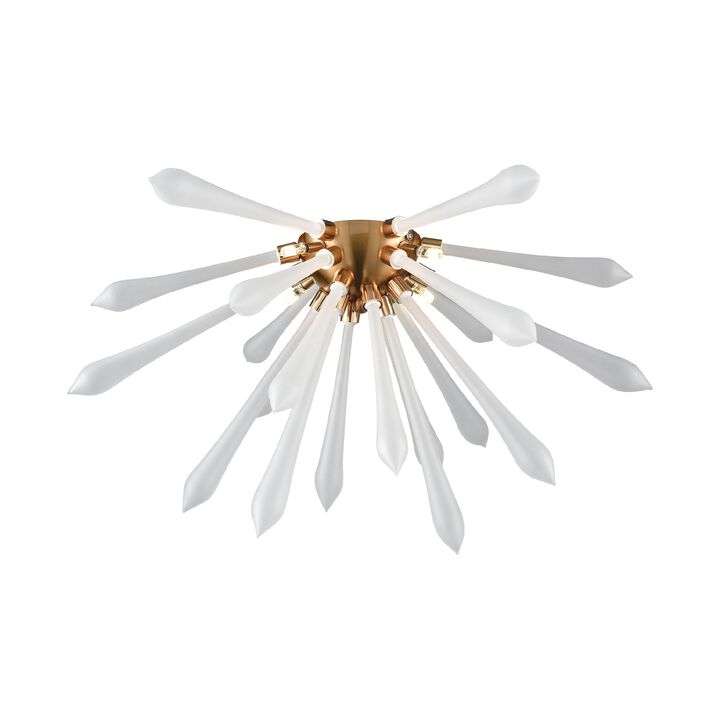 24" Frosted White and bronze 4-Light Flush Mount Ceiling Light