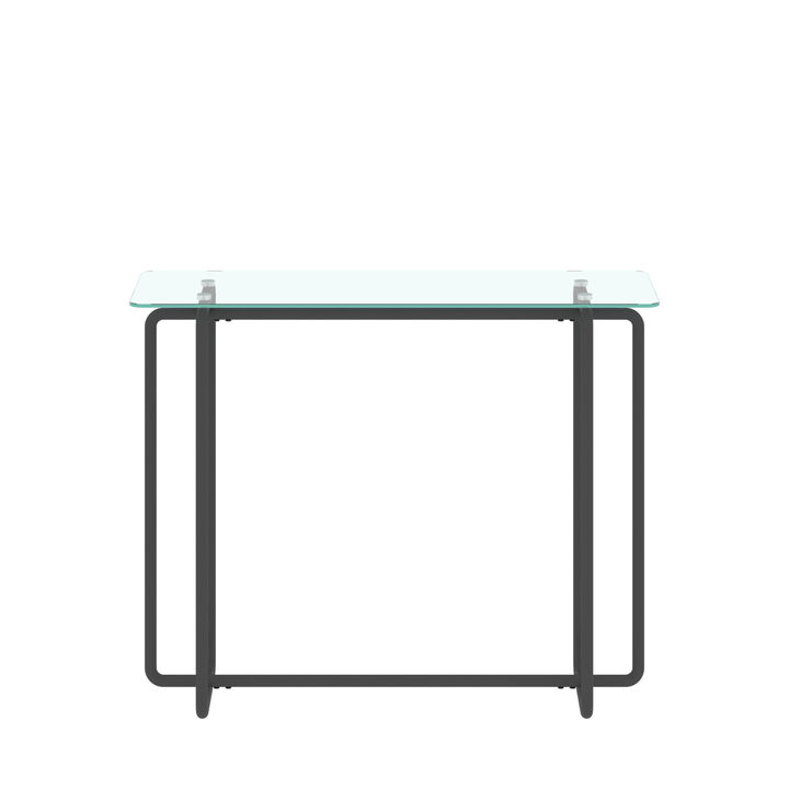 Glass Console Table with Black Legs