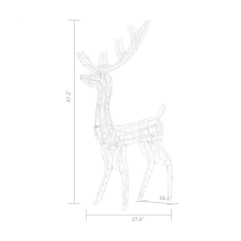 Outdoor Reindeer Christmas Decoration, 140 Cool White LED Lights - Benzara