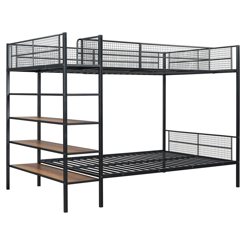 Merax Metal Bunk Bed with 5-Tier Shelves
