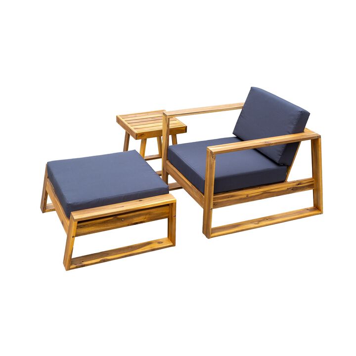 Merax Acacia Wood Outdoor Lounge Chair Seating Set
