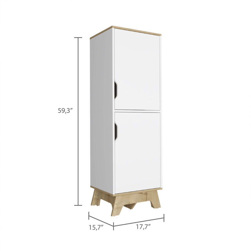 Rutherford 2-Door Pantry Cabinet Light Oak And White