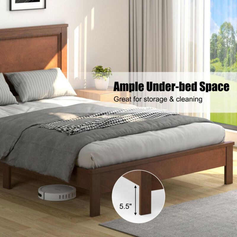 Hivvago Full Size Platform Slat Bed Frame with High Headboard