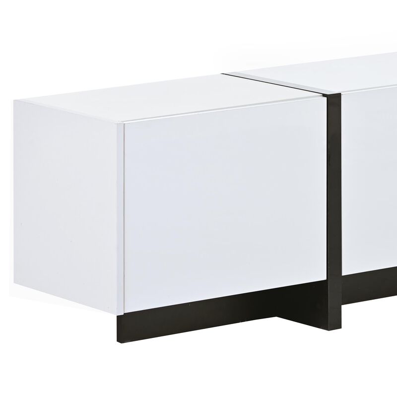 High Gloss TV Stand with UV Surface, Modern Rectangle TV Console for TVs Up