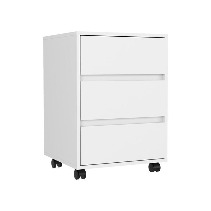 Artemisa 3 Drawer Filing Cabinet, Four Casters, Superior Top -White