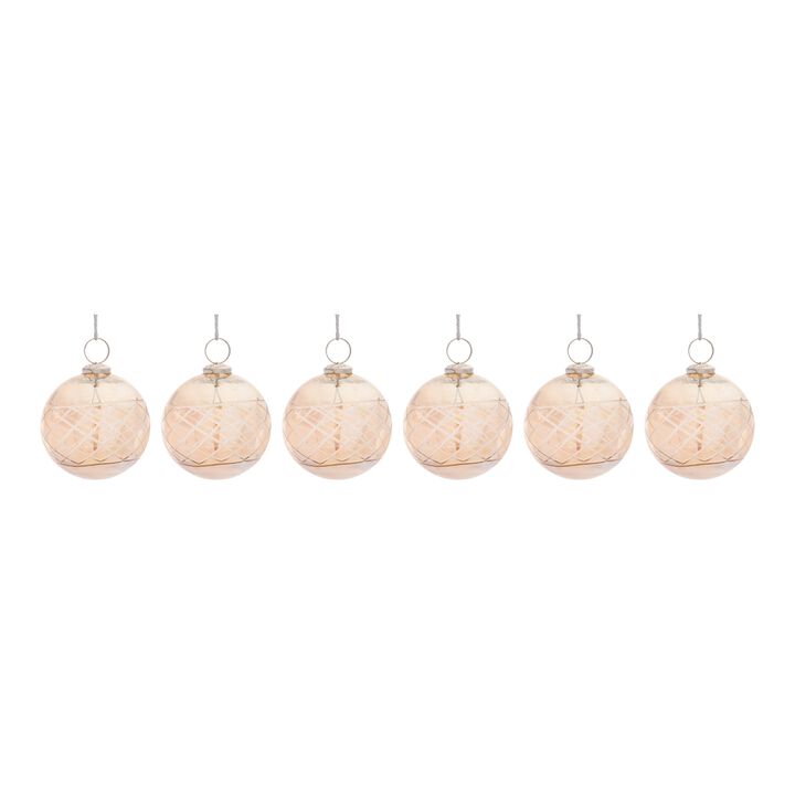 Etched Glass Ball Ornament (Set of 6)