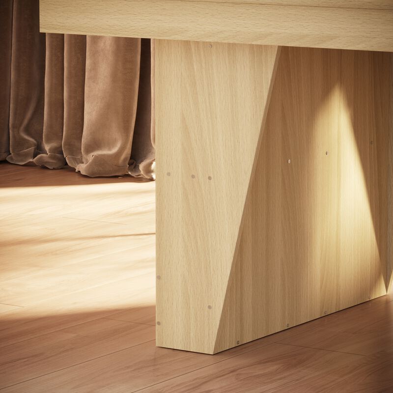 FUFU&GAGA Modern Wood Grain Office Desk with Storage Shelf, 2-Meter Length (78.7" W x 39.4" D x 29.6" H), Wood Grain Finish