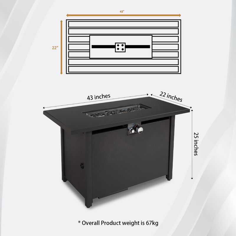 25" H x 42" W Steel Outdoor Fire Pit Table with Cover