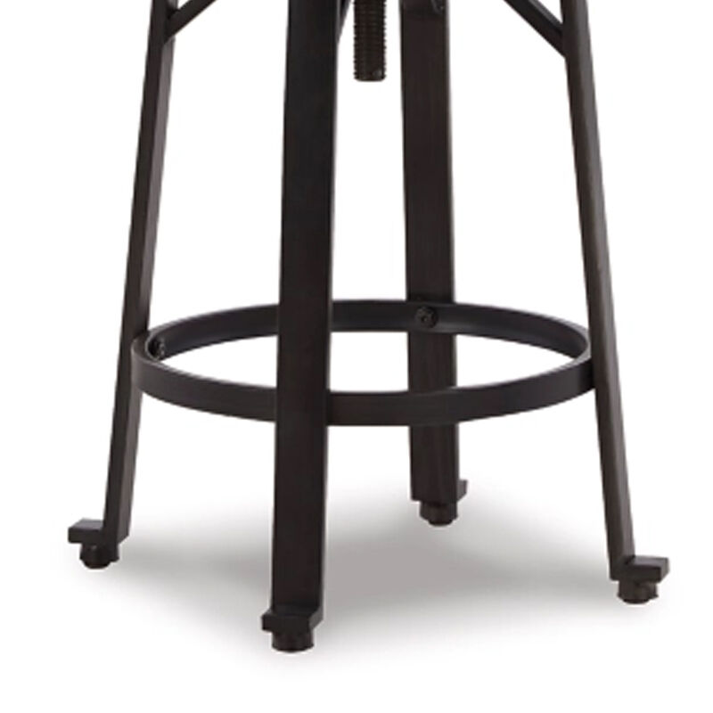Xin 22-27 Inch Barstool, Set of 2, Adjustable Height, Light Brown, Black - Benzara