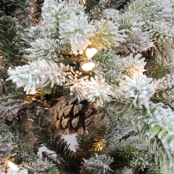 7.5' Pre-Lit Slim Flocked Colorado Spruce Artificial Christmas Tree - Clear Dura-Lit Lights