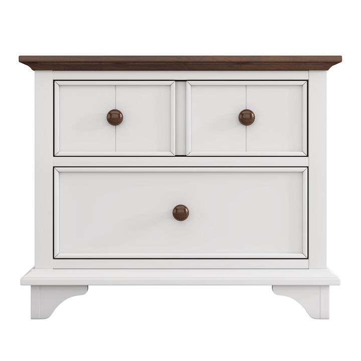 Merax Retro Wood Nightstand with 2 Drawers
