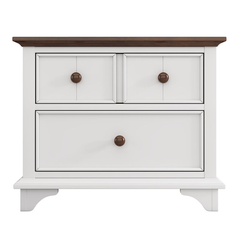 Merax Retro Wood Nightstand with 2 Drawers