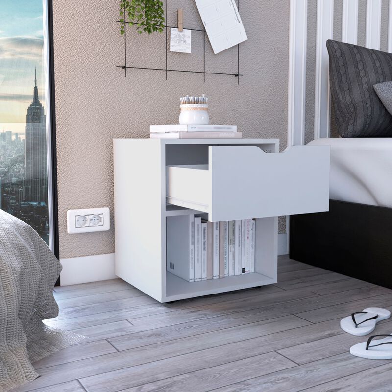 Aberdeeen 19.7-Inch High Nightstand End Table with Open Shelf