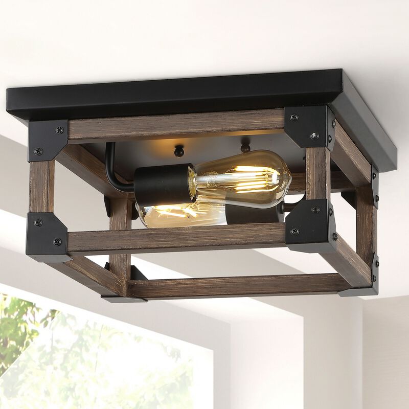 Cheshire 2-Light Iron Rustic Farmhouse LED Flush Mount