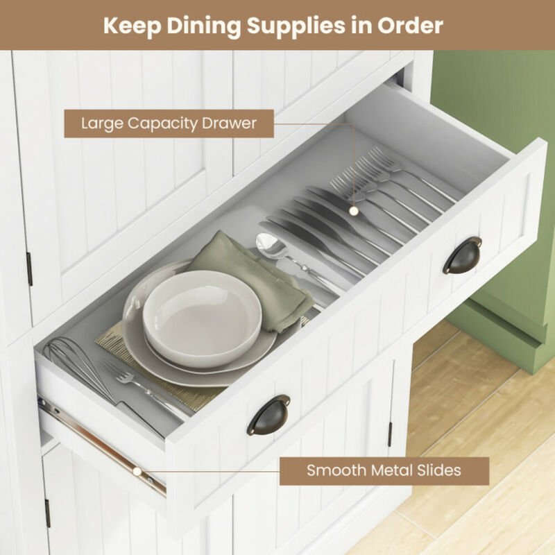 Cupboard Freestanding Kitchen Cabinet with Adjustable Shelves