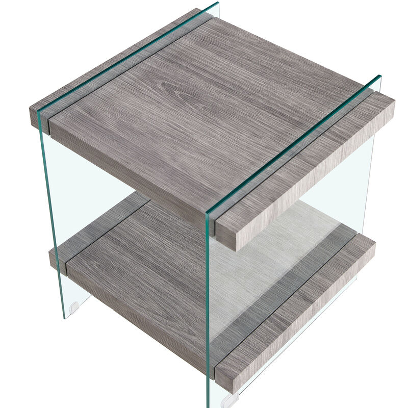Streamdale Sleek Glass & MDF Side Table with Dual Shelves