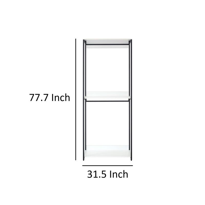 Cox Modular Closet System, 2 Hanging Rods, White Shelves, Black Metal