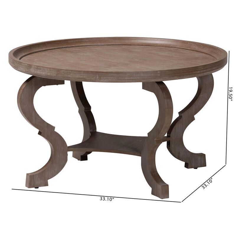 Baxton Studio Madrona French Country Antique Brown Wood Coffee Table