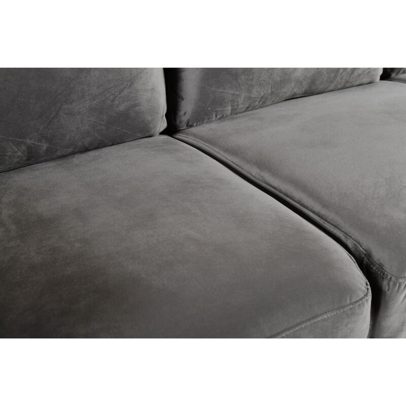 Judy 60 Inch Velvet Upholstered Loveseat with Nailhead Trim, Gray-Benzara