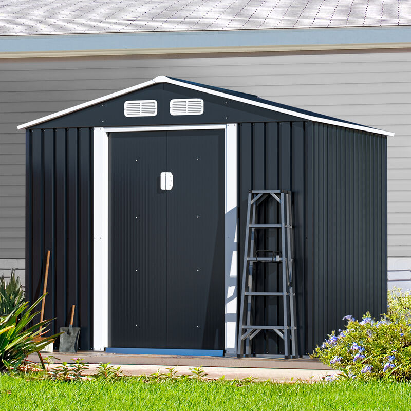 6' x 8' Outdoor Metal Storage Shed Garden Tool Organizer House