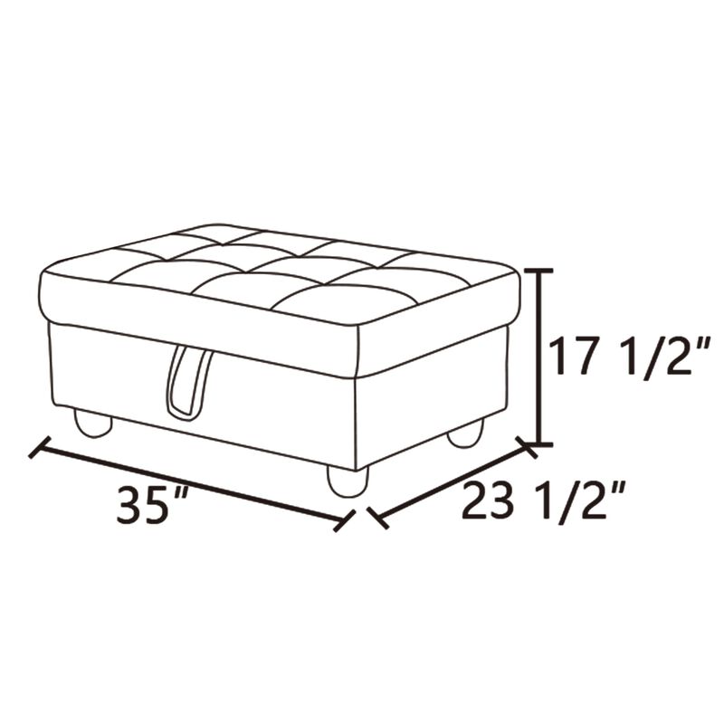 35 in. W Faux Leather Rectangle Ottoman with Storage