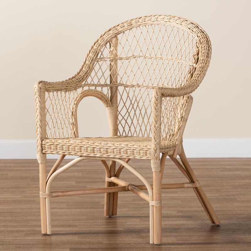 bali & pari Zaira Modern Bohemian Natural Rattan Arm Chair