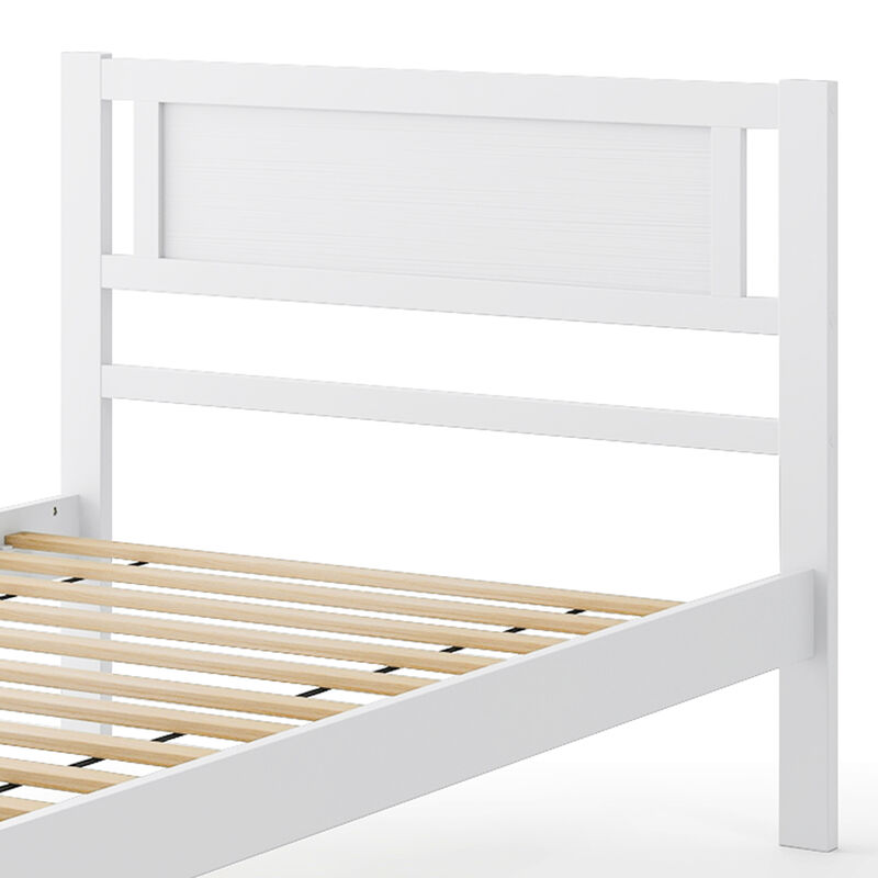 Wood Bed Frame with Headboard and Wooden Slats Support, Sturdy Platform Design for Comfortable Sleep