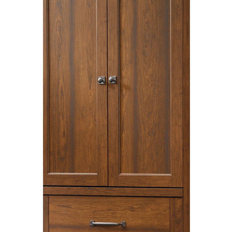Hivvago Bedroom Wardrobe Cabinet Storage Armoire in Medium Brown Cherry Wood Finish