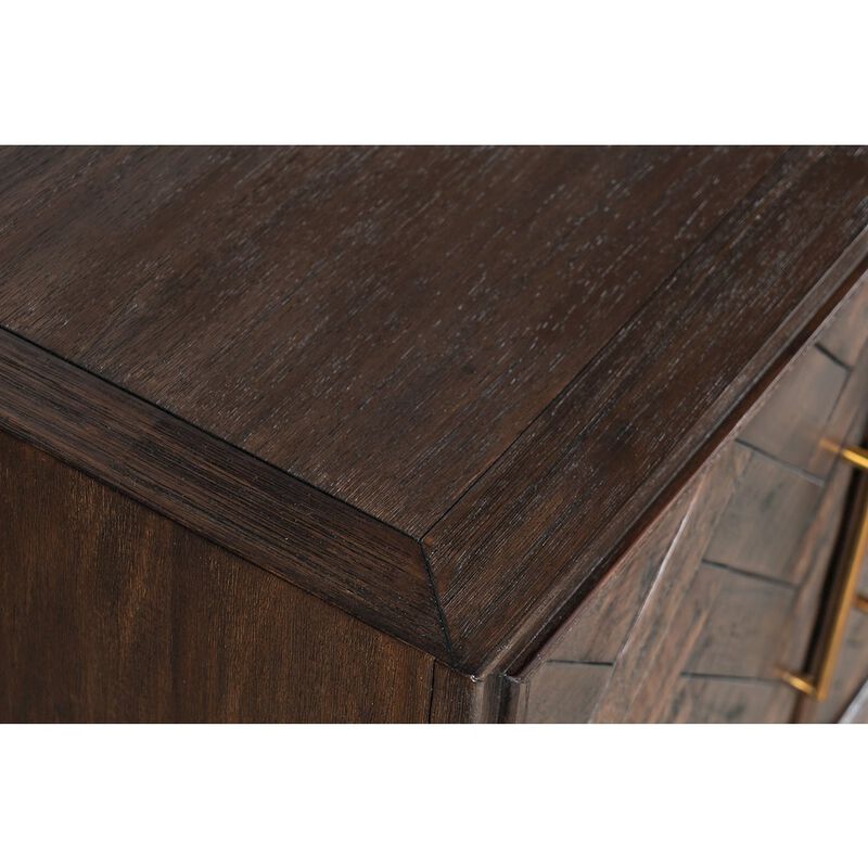 Jofran Gramercy Mid-Century Modern Chevron Four Door 79 Accent Cabinet