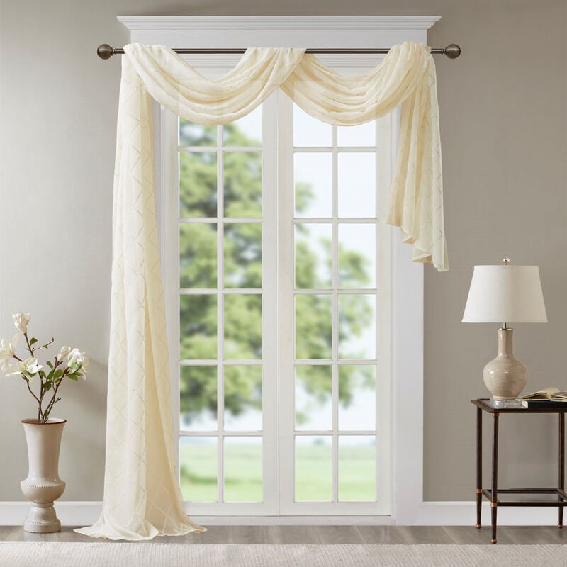 Gracie Mills Cyprian Diamond Embroidered Lightweight Sheer Window Scarf