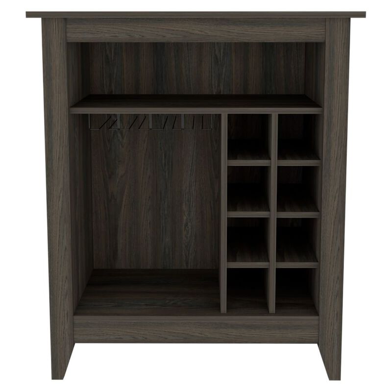 DEPOT E-SHOP Mojito Bar Cabinet, Six Built-in Wine Rack, One Open Drawer, One Open Shelf, Carbon Espresso