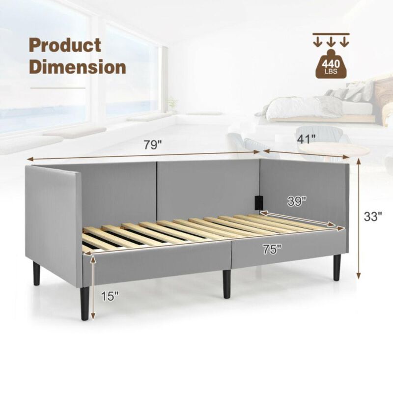Hivvago Twin Size Daybed Frame with Sturdy Wooden Slat Support