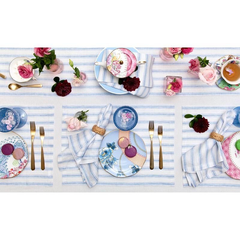 Solino Home 100% Pure Linen Table Runner | Capri Ticking Stripe for Spring & Easter
