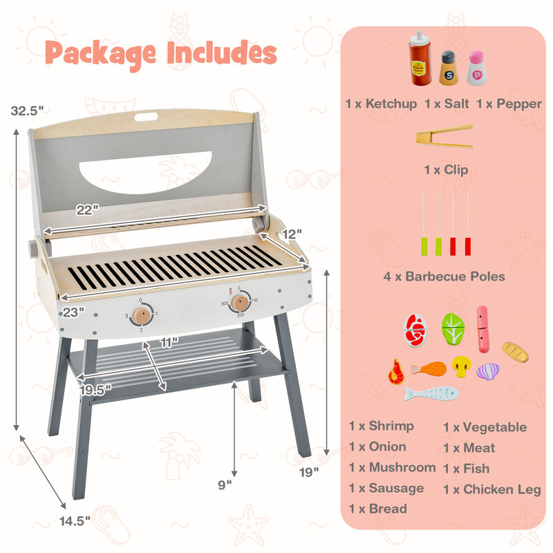 Kids Barbecue Grill Playset for Girls & Boys Outdoor Cooking Fun Toy Set