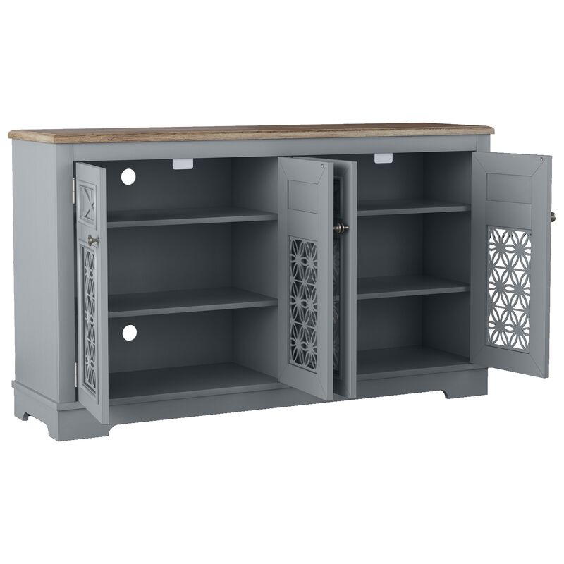 FESTIVO Farmhouse Buffet Cabinet with Glass Doors and Adjustable Shelves