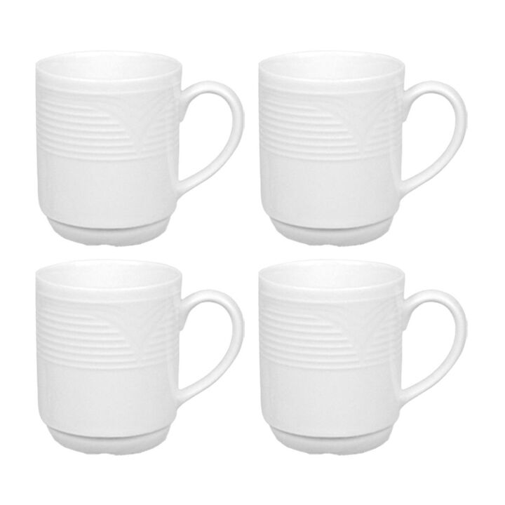 Porcelain Saturn dia.3" h:3.5" 10 oz. Round White Porcelain Mug (Set of 4)