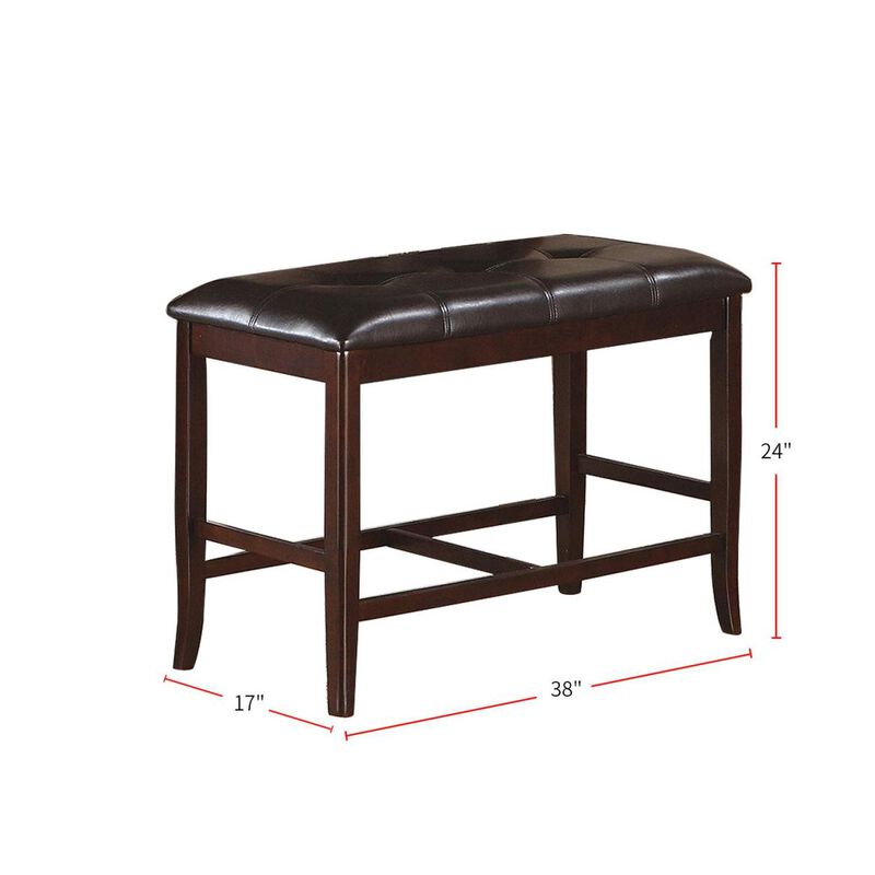 Brown Faux Leather Counter Height Bench