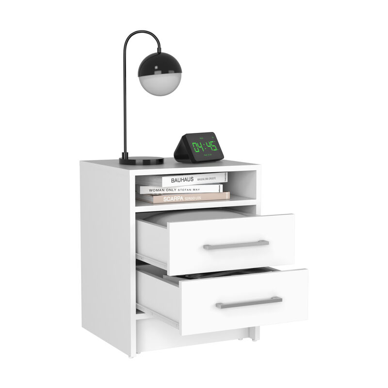 Streamdale Eter Nightstand, Superior Top, Two Drawers - White