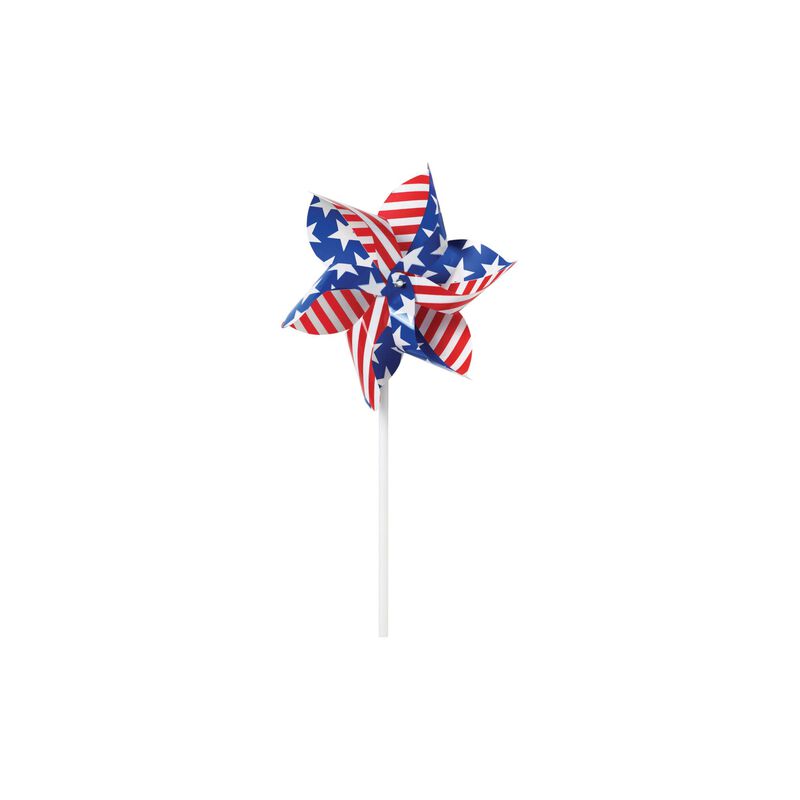 Club pack of 12 Patriotic Red and White Stars Stripes Party Favor Pinwheels 13"