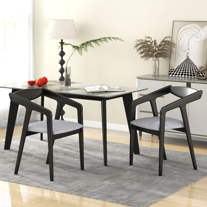 Dining Chair Set of 2 with Armrests and Padded Cushion for Comfortable Dining Room Seating